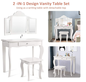 <span class=keywords><strong>Coiffeuse</strong></span> de maquillage de princesse avec tiroir coulissant, coiffeuses de beauté <span class=keywords><strong>en</strong></span> <span class=keywords><strong>bois</strong></span> pour petites filles - Product Image 6