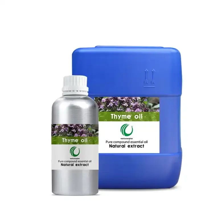 Producteur d'huiles essentielles d'aromathérapie naturelle en vrac Vente en gros d'huile de thym à linalol biologique 100% pure pour la peau de qualité thérapeutique