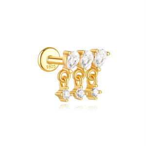 Boucles d'oreilles pendantes irrégulières en argent sterling 925 plaqué or, style INS, mignonnes et minimalistes, pour femmes - Product Image 2