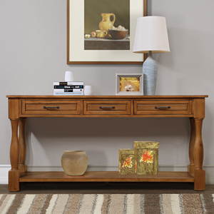 Table console en bois de 63 pouces avec 3 tiroirs et 1 étagère, table d'entrée, table de couloir, table de canapé, extra épaisse, facile à assembler - Product Image 1