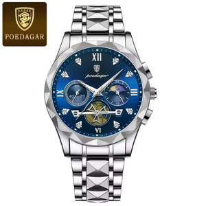 New Poedagar 996 Luxury Men <b>Wristwatch</b> <b>Waterproof</b> Luminous Chronograph Quartz Watches Stainless Steel Watch - Product Image 1