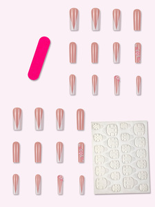 24 piezas en forma de ataúd <span class=keywords><strong>Diagonal</strong></span> flor francesa perla punto diamante copos desmontable ABS Nail Art para dedos - Product Image 5