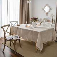 Nappe de style polyester-lin Hotselling avec artisanat en dentelle de corde de chanvre