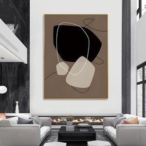 Bức tranh tường lớn màu nâu nguyên bản tối giản màu đen trừu tượng phong cách phóng túng tranh tường trên vải thiết kế màu be với ảnh hưởng nghệ thuật trang trí - Product Image 3