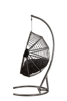 Fauteuil suspendu avec support et housse en Oxford, fauteuil suspendu en osier pour patio avec coussin résistant aux UV et panier de siège pliable