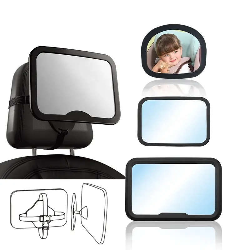 QM06 2021 nuovo classico M rettangolo bambino seggiolino auto specchio 360 rotante bambino auto specchi chiara vista bambino auto specchio di sicurezza
