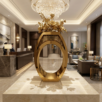 Pot de fleurs en acier inoxydable pour décoration d'hôtel, pots de fleurs dorés, pot de plantes en métal pour sol, grand vase décoratif pour la maison