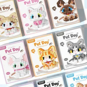 Phim hoạt hình động vật khối xây dựng sáng tạo vật nuôi chó và mèo lắp ráp đồ chơi tự làm giáo dục Câu Đố CHA mẹ-con tương tác đồ chơi phim hoạt hình - Product Image 6