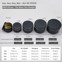 Boîtes en étain personnalisées avec logo d'usine, 2oz, 4oz, 6oz, 8oz, pour bougies, avec couvercle, boîte en étain, contenants noirs mats, boîtes en métal pour bougies