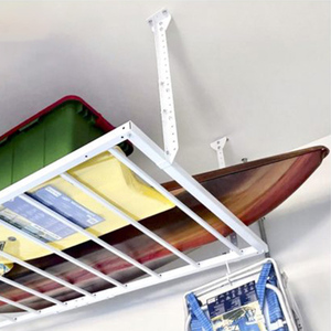 Étagère de <span class=keywords><strong>rangement</strong></span> suspendue JH-Mech blanche à grande capacité pour <span class=keywords><strong>garage</strong></span>, robuste, sécurisée, pour le stockage en hauteur, étagère en métal pour <span class=keywords><strong>plafond</strong></span> - Product Image 5