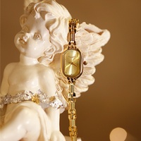 Montre à bracelet pour femme Aimgal Fine Retro, charme rétro, mouvement à quartz Miyota, petit boîtier ovale en alliage, cadran en verre, étanche