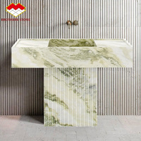 Meuble-lavabo de salle de bain de luxe en marbre, plateau en quartzite Taj Mahal, vasque simple sur piédestal, mobilier de maison personnalisable