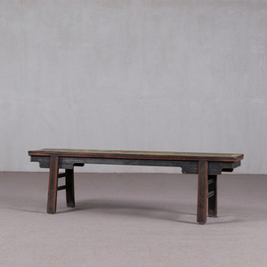 Banc long vintage en <span class=keywords><strong>bois</strong></span> ancien avec jointure traditionnelle chinoise à mortaise et tenon, double usage comme buffet ou pied de lit - Product Image 2