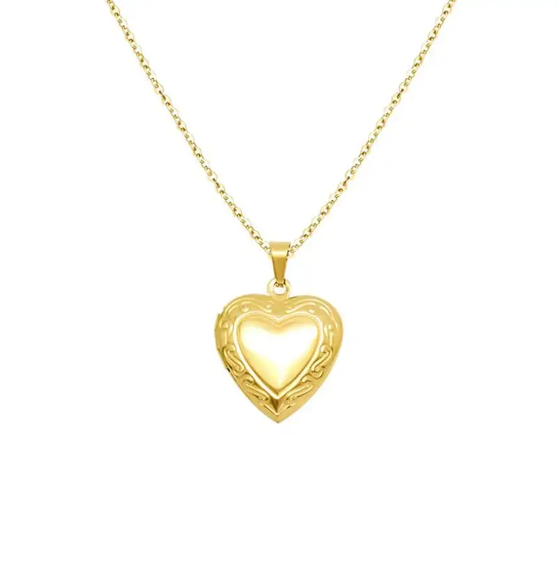 Wholesale Women Girls Love Jewelry Girlfriend Wife Gift Gold Pendant Locket Heart Custom Locket Necklace Gold