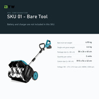 A12-0005 Balayeuse à neige sans fil 21V avec moteur sans balais 800W pour allée et trottoir domestiques, lance la neige jusqu'à 4-6m, avec cordon