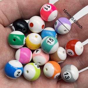 Cuentas redondas de bolas de acrílico de 16mm para billar, número de chicle de billar para fabricación de joyas y llaveros - Product Image 1