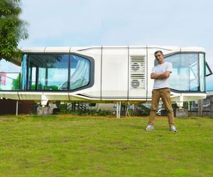 Structure en acier et aluminium, maison préfabriquée <span class=keywords><strong>mobile</strong></span> de <span class=keywords><strong>luxe</strong></span> moderne, capsules spatiales familiales intelligentes - Product Image 6