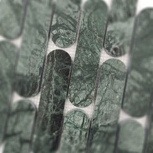 Mosaico ovalado largo de mármol verde de Cabo Verde, mármol verde indio, azulejos de mosaico verde - Product Image 4