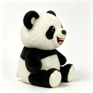Peluche panda noir et blanc personnalisée, peluche panda assis, peluche panda mignon, peluche panda joyeux - Product Image 2