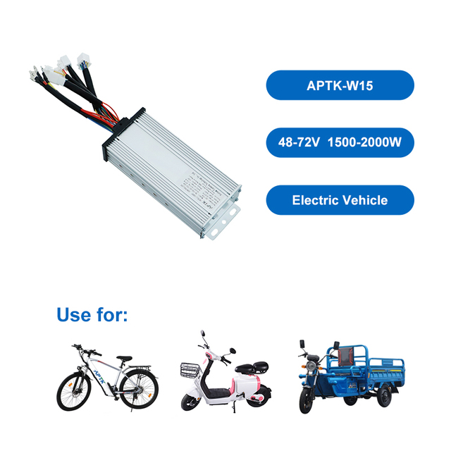 APTK 48V 72V Waterproof BLDC Motor Controller 1500W 2000W Ebike Scooter Controller Three Speed Sine Wave Aluminum LCD Display DC
