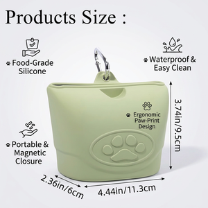 Custom Silicone <b>Dog</b> Treat <b>Pouch</b>-Small <b>Training</b> Bag-Portable <b>Dog</b> Treat Bag for Leash with Magnetic Closure and Waist Clip - Product Image 2