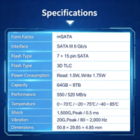 SSD MSATA Kelas Enterprise yang Tangguh, Flash 3D TLC Solid State Drive untuk Kendaraan di Dalam Kendaraan & Perangkat Tertanam yang Dipasang di Kendaraan