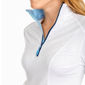 <span class=keywords><strong>Camiseta</strong></span> deportiva con media cremallera para <span class=keywords><strong>mujer</strong></span>, jersey de golf con mangas rectas, Polo de yoga, nuevo diseño - Product Image 2