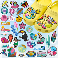 Hawaii Vibe PVC chaussures breloques fleurs colorées tortue ananas planche de surf décor pour sabots vacances Style accessoires chaussures breloques