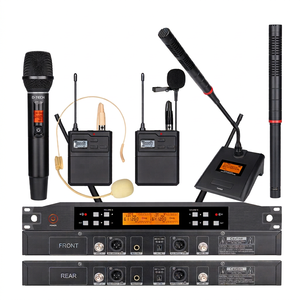 HP-1000 UHF Wireless Microphone System Dual Channel Receiver Handheld Lavalier Headset Gooseneck <b>Mic</b> - Product Image 1