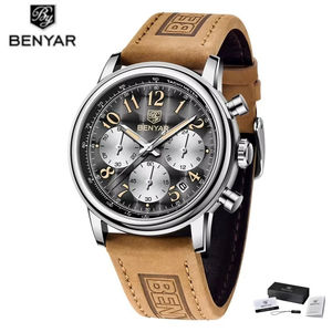 นาฬิกาข้อมือผู้ชาย BENYAR 5190 กันน้ำ สายหนังไนลอนใหม่ แฟชั่นหรูหรา นาฬิกาควอตซ์สำหรับผู้ชาย ของขวัญสำหรับผู้ชาย Reloj Montre - Product Image 2