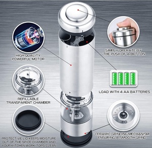 Moulin à sel et à poivre électrique, w, en acier inoxydable, pour la cuisine - Product Image 3
