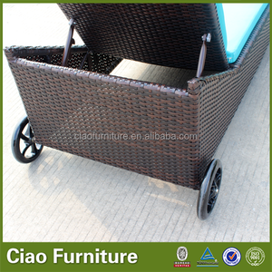 Chaise longue de jardin en aluminium et rotin, transat de <span class=keywords><strong>piscine</strong></span> pour villa et hôtel, chaise de détente pour cour et plage avec grandes roues - Product Image 5