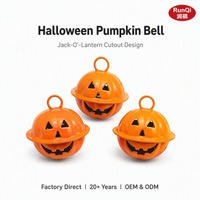 Clochettes en forme de citrouille, découpe en fer creux, 17-85mm, plusieurs tailles, décorations d'Halloween et de Noël, ornement en cuivre sérigraphié
