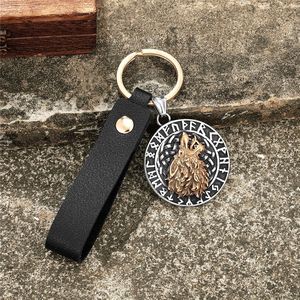 Porte-clés Tête de Loup en Acier Inoxydable, Pendentif Lettre Viking Nordique, Bijou pour Homme, Cadeau, Breloque, Accessoire Thème Animal - Product Image 3
