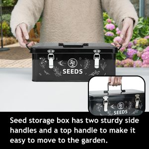 Scatola Porta Semi in Bambù con 4 Scomparti, Chiusure di Sicurezza, 30 Bustine per Semi, Etichette per Piante - Nera - Product Image 4