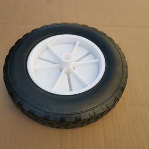 Rubber <b>Wheels</b> 8x1.75 White Plastic <b>Spokes</b> Firm Tread Caster <b>Wheel</b> For Handcart Flatbed Use - Product Image 2