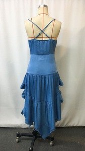Vestidos Halter Retro de Mezclilla con Volantes para Mujer, Sin Cinturón, a la Moda - Product Image 4