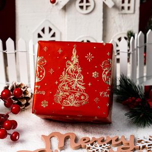 <b>Red</b> Style Elegant Christmas Tree With Gold Foil Design Winter Holiday Gift Kraft <b>Wrapping</b> <b>Paper</b> for Gift Packaging - Product Image 3