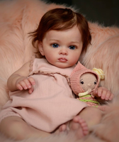 Boneka Reborn Vinyl 22 inci yang Mirip Asli dengan Rambut yang Dipasang Secara Manual, Mainan Teman Anak