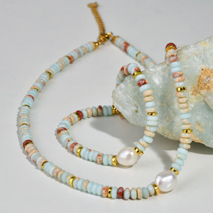 Wholesale Elegant Women Jewelry Set Simple Agalmatolite Beads Freshwater Pearl Clavicle Necklace And <b>Bracelet</b> <b>Matching</b> Set - Product Image 5