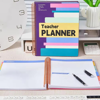 Organizador de aula A5 con logotipo personalizado, cuaderno encuadernado en espiral, planificador de profesores con reglas amplias y tapa dura, tamaño A6