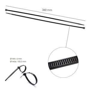 Attache-câble 100% nylon. Noir. 7,5 x 360 mm. Sachet de 100 unités - Product Image 2