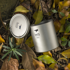 Portable Modern Minimalist Eco-Friendly Double-wall Titanium Mug Lid Silver Gray <b>Sandblasted</b> 220ml/7.4oz Outdoor Camping Home - Product Image 4