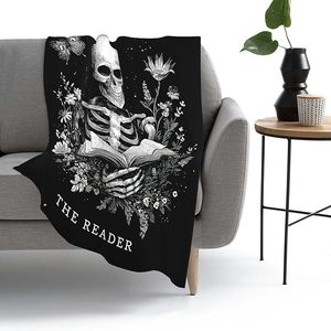 Elegant Reading Skull Flannel <b>Blanket</b> <b>Throw</b> <b>Blanket</b> Nap <b>Blanket</b> Machine Washable Fade Resistant for Winter Warmth Custom Print - Product Image 1