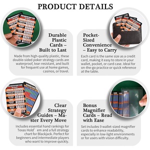 Carte Strategiche Bifacciali per Blackjack e Texas Poker con Classificazioni delle Carte e Strategia Base - Product Image 3