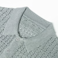 AiNear Vente en gros de chemises pullover en cachemire à manches courtes col polo creux Oem & Odm avec logo personnalisé Pull crochet pour hommes