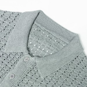 AiNear Vente en gros de chemises pullover en cachemire à manches courtes <span class=keywords><strong>col</strong></span> polo creux Oem & Odm avec logo personnalisé <span class=keywords><strong>Pull</strong></span> crochet pour hommes - Product Image 2