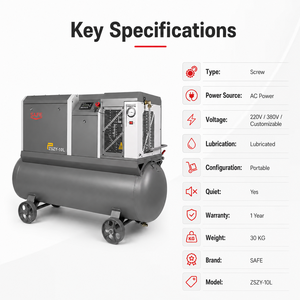 Compresseur industriel portable à vis lubrifiée à faible bruit 220V 380V pour atelier et outils pneumatiques - Product Image 4