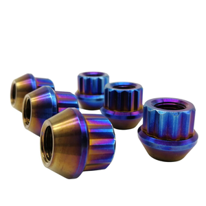 Écrous de blocage de roue en titane de haute qualité, anti-vol, pour course, poli, bleu brûlé arc-en-ciel, Grade 5 Ti6al4v, M12*1.5 <span class=keywords><strong>M14</strong></span> <span class=keywords><strong>X</strong></span> 1.5 12pt - Product Image 4
