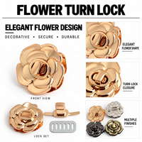 Bouton-pression métallique 3D personnalisé en forme de fleur dorée, en stock, accessoire pour vêtements et sacs, attache en alliage